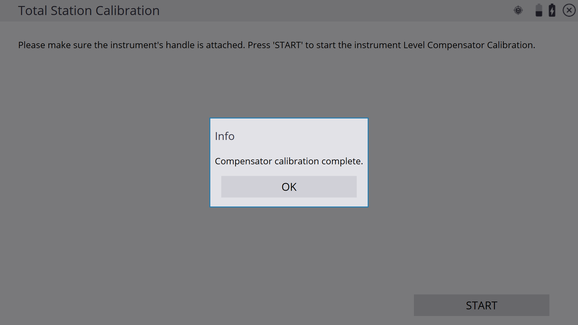 Compensator calibration complete message