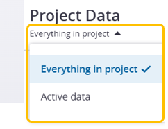 Selecting the project and project data