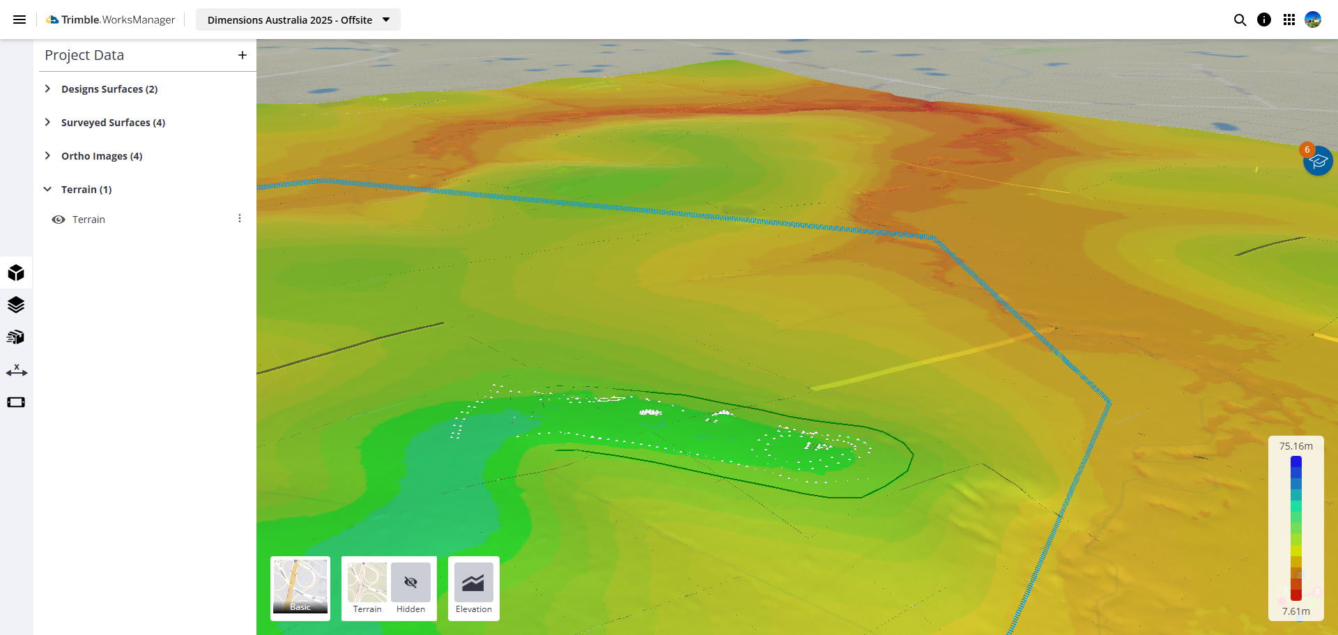 Elevation heat map in the 3D Viewer