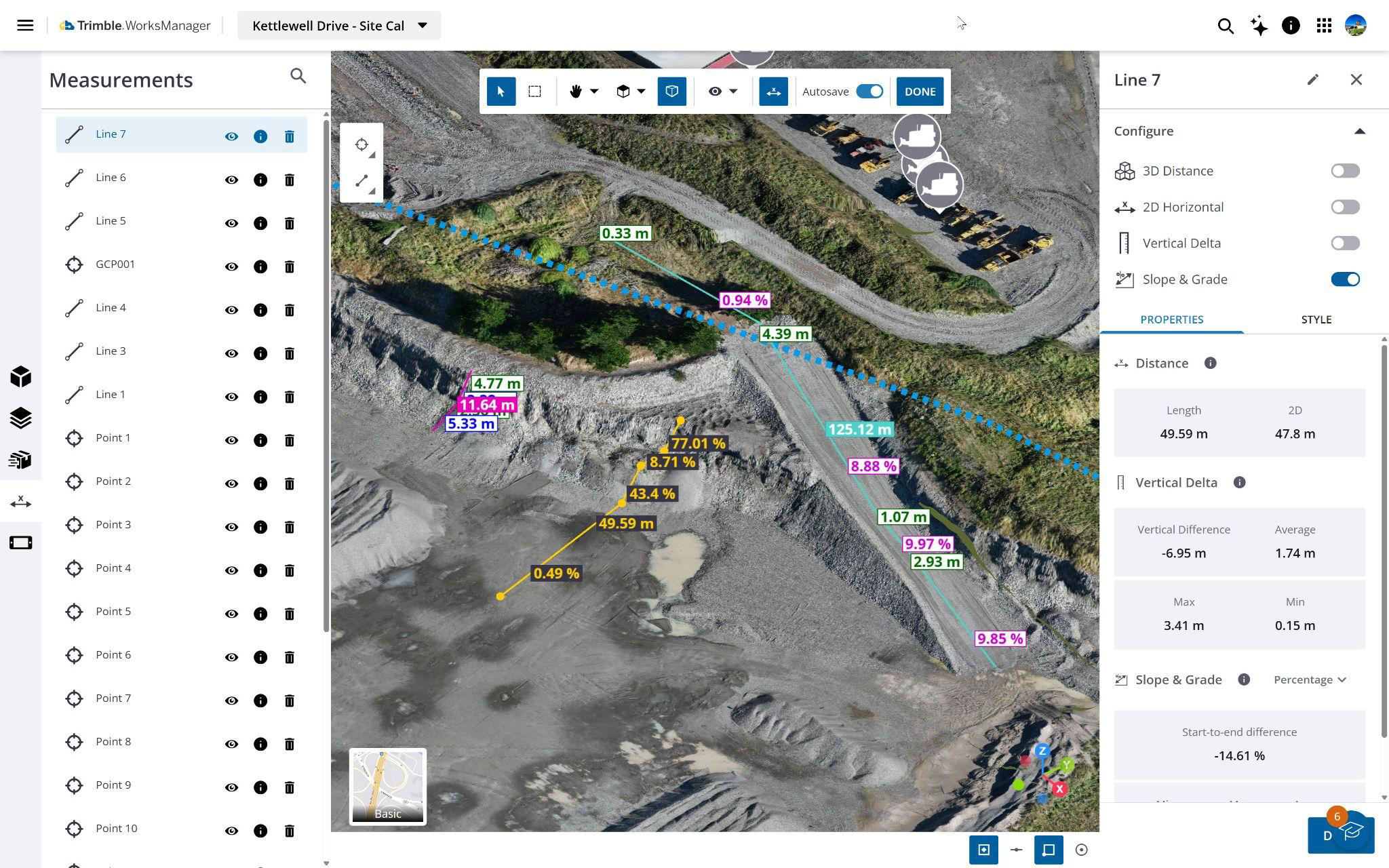 Measurements pane in the 3D Viewer